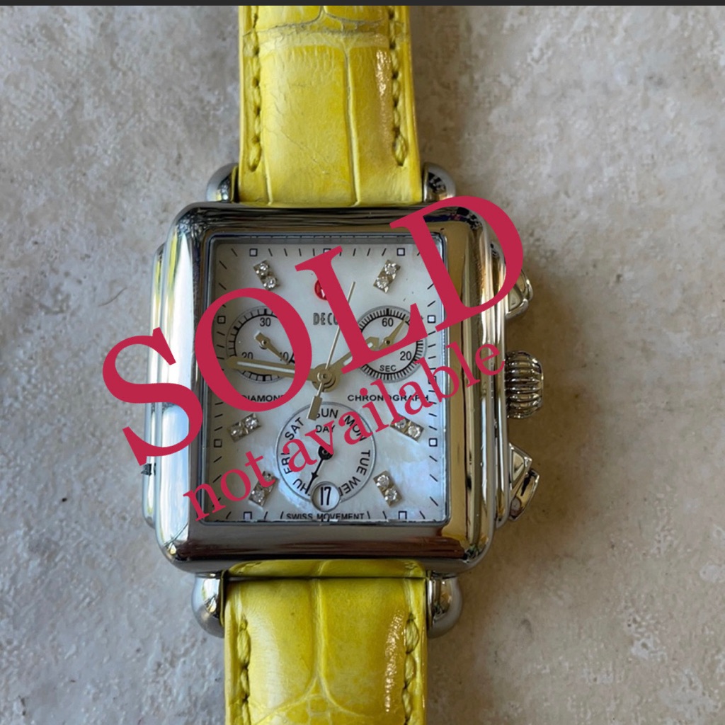 Michele Deco White Mother Of Pearl  Diamond Chronograph Dial Watch